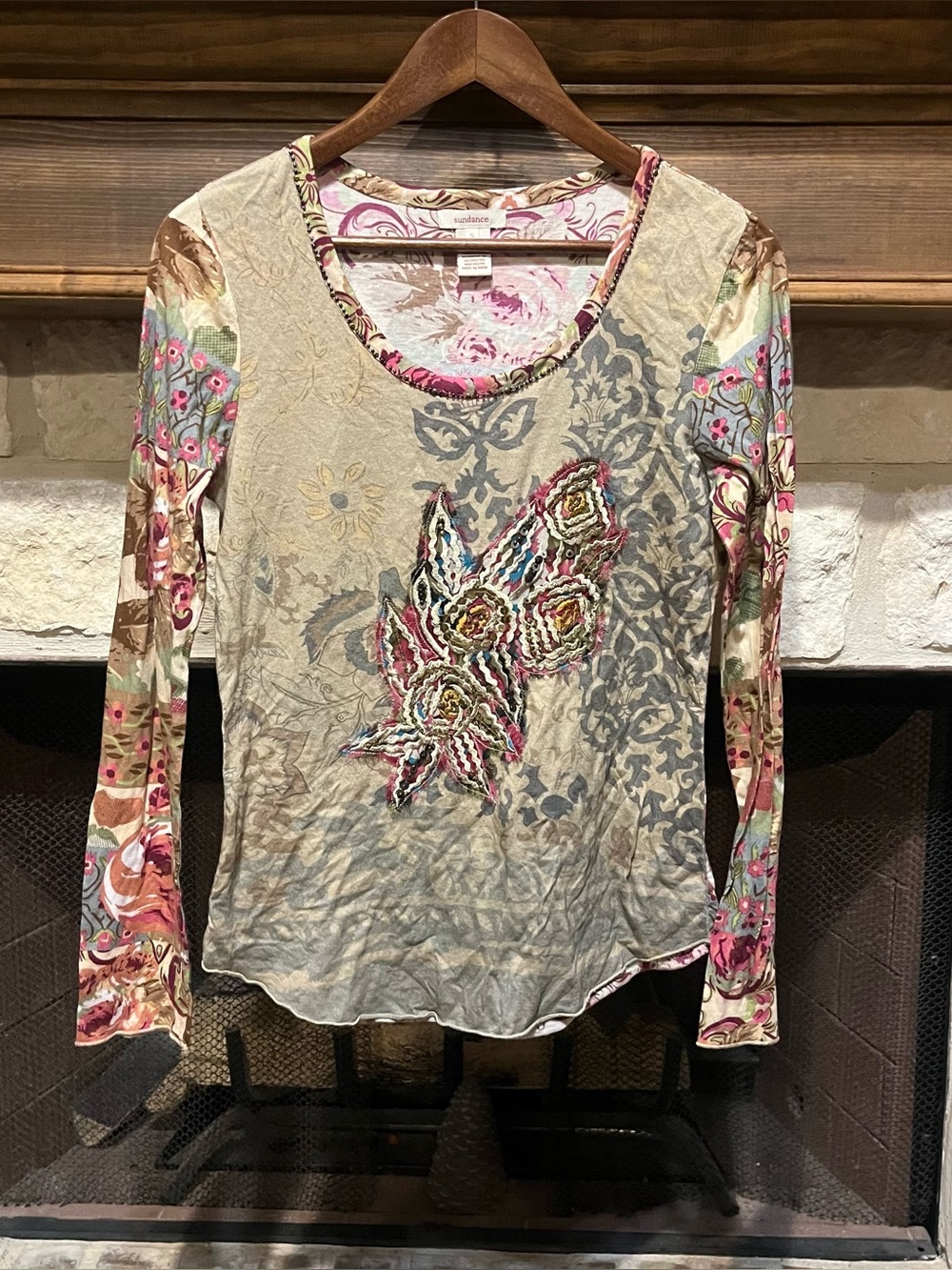 Sundance Whimsigoth Fairy Grunge Layered Print Tee Size S
